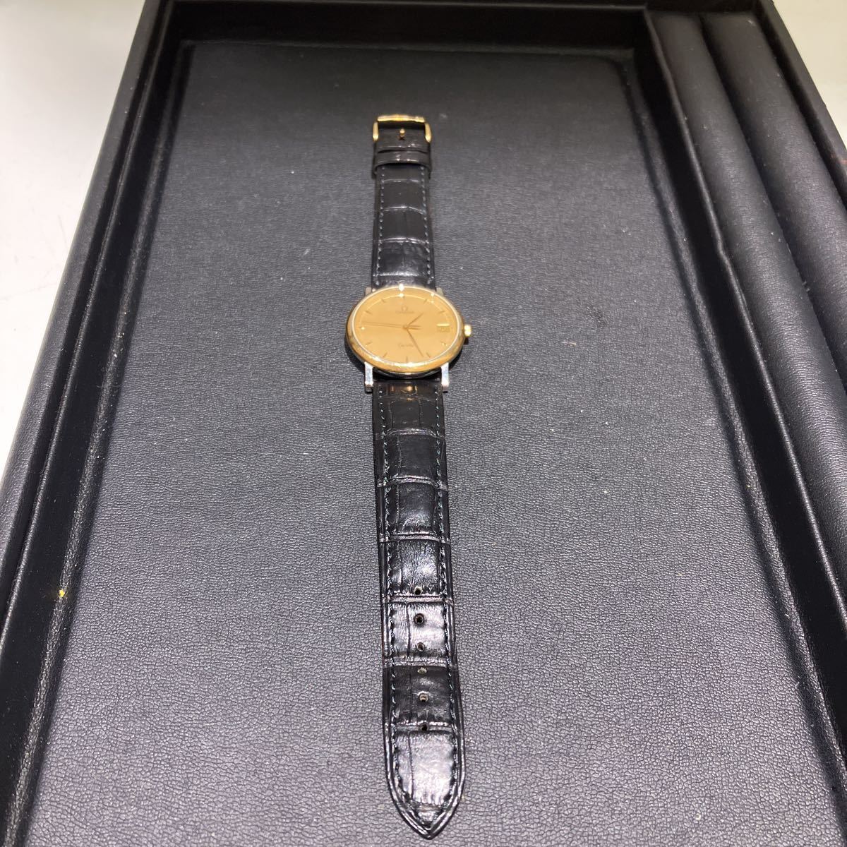 オメガ デビル OMEGA プッシュリューズ レザーベルト純正 □♪高級レア