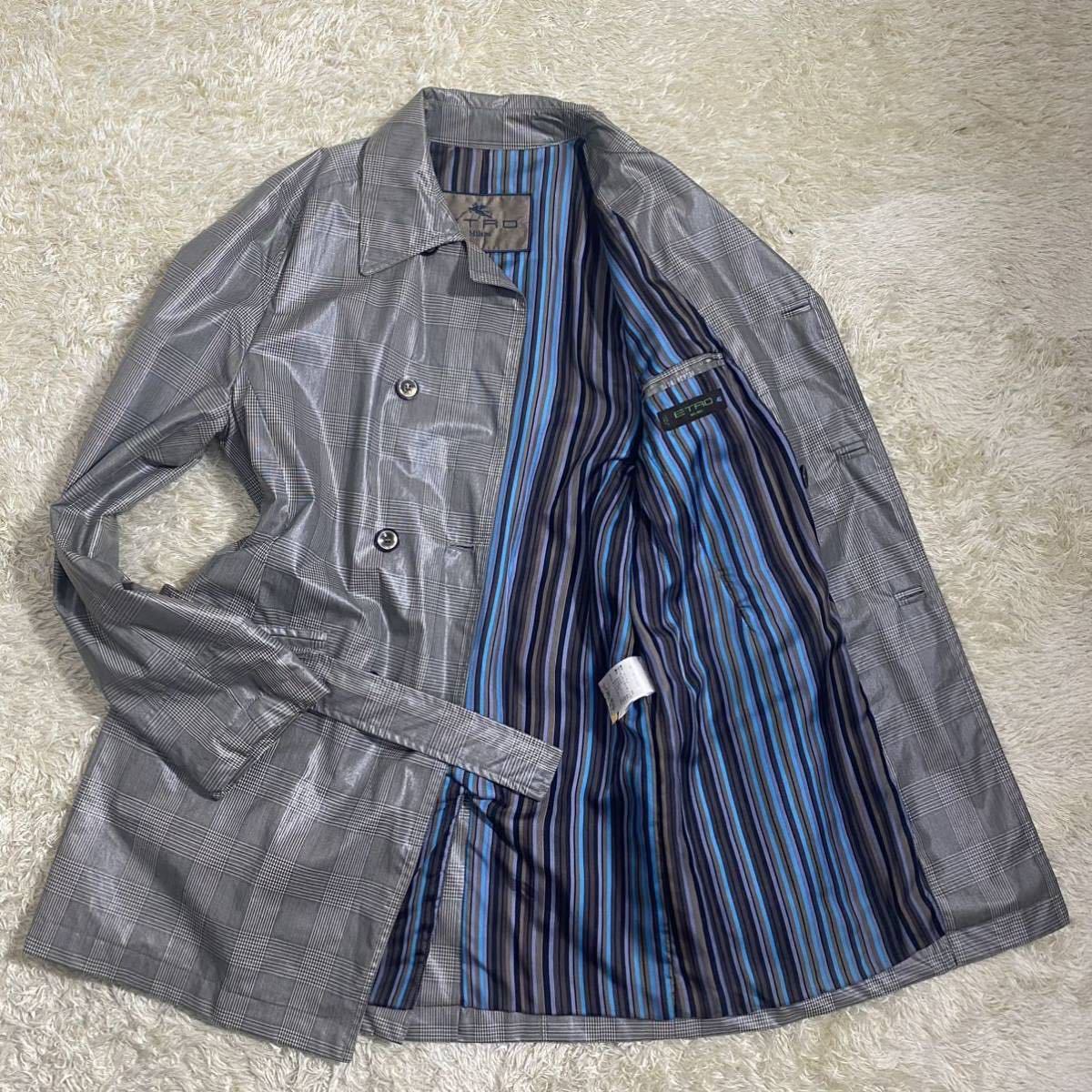 極美品☆XLサイズ】エトロ ETRO トレンチコート 裏地ペイズリー総柄