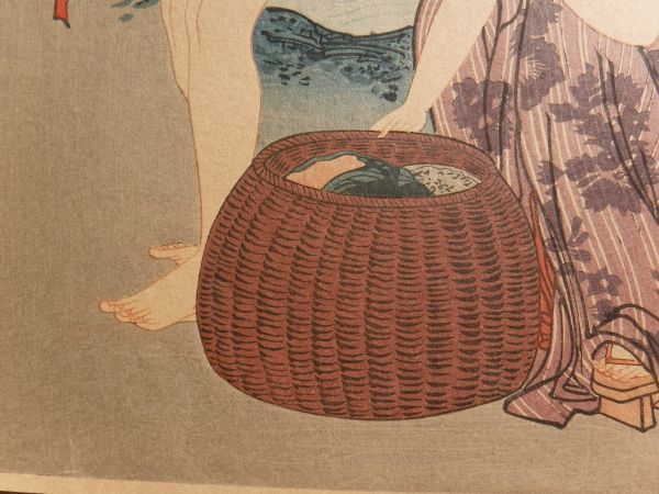 ④喜多川歌麿『鮑取り』あわびとり 美人画 手摺木版画 彩色木版画
