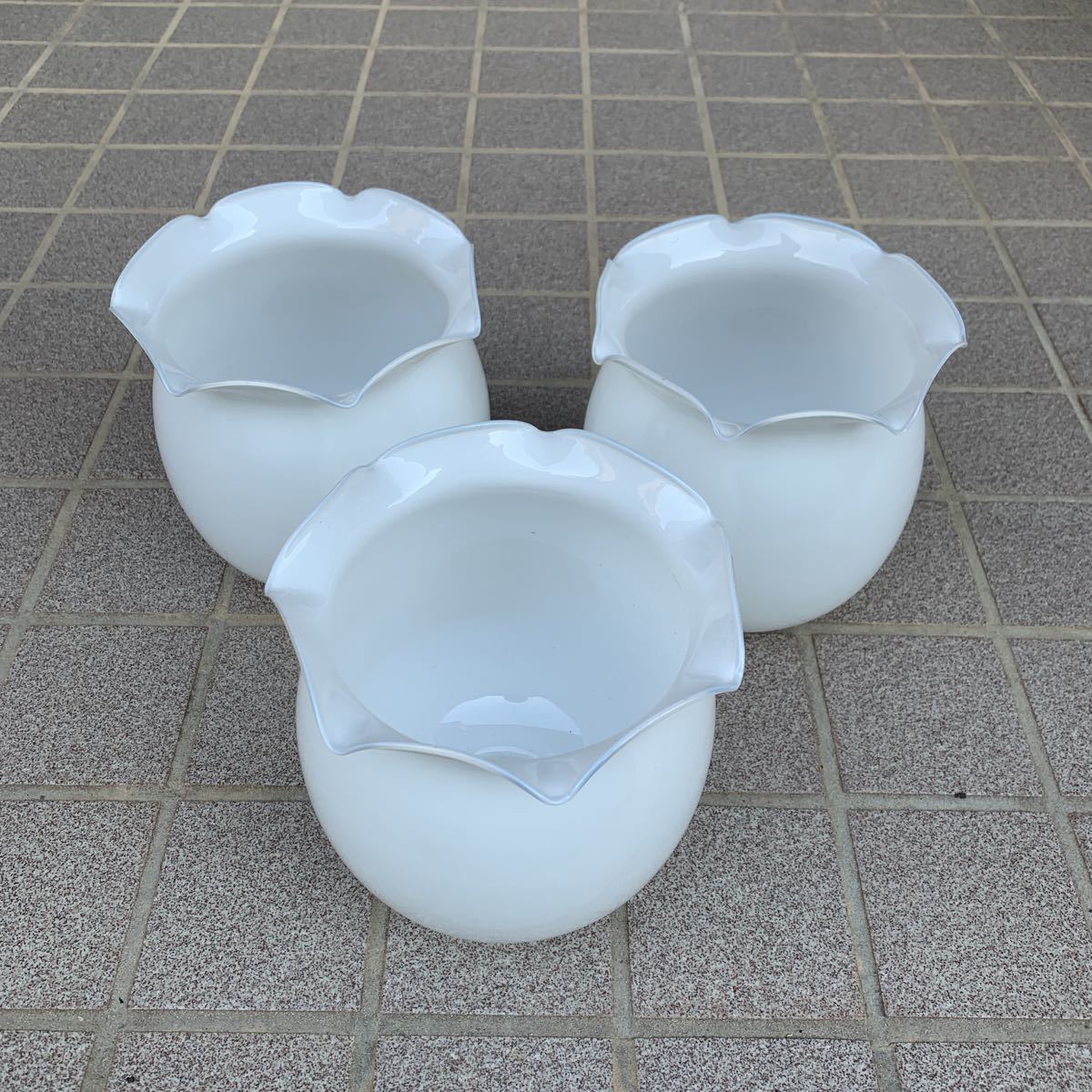 電傘 乳白ガラス アンティーク 昭和レトロ 蔵出し品 計3点 電笠 電傘