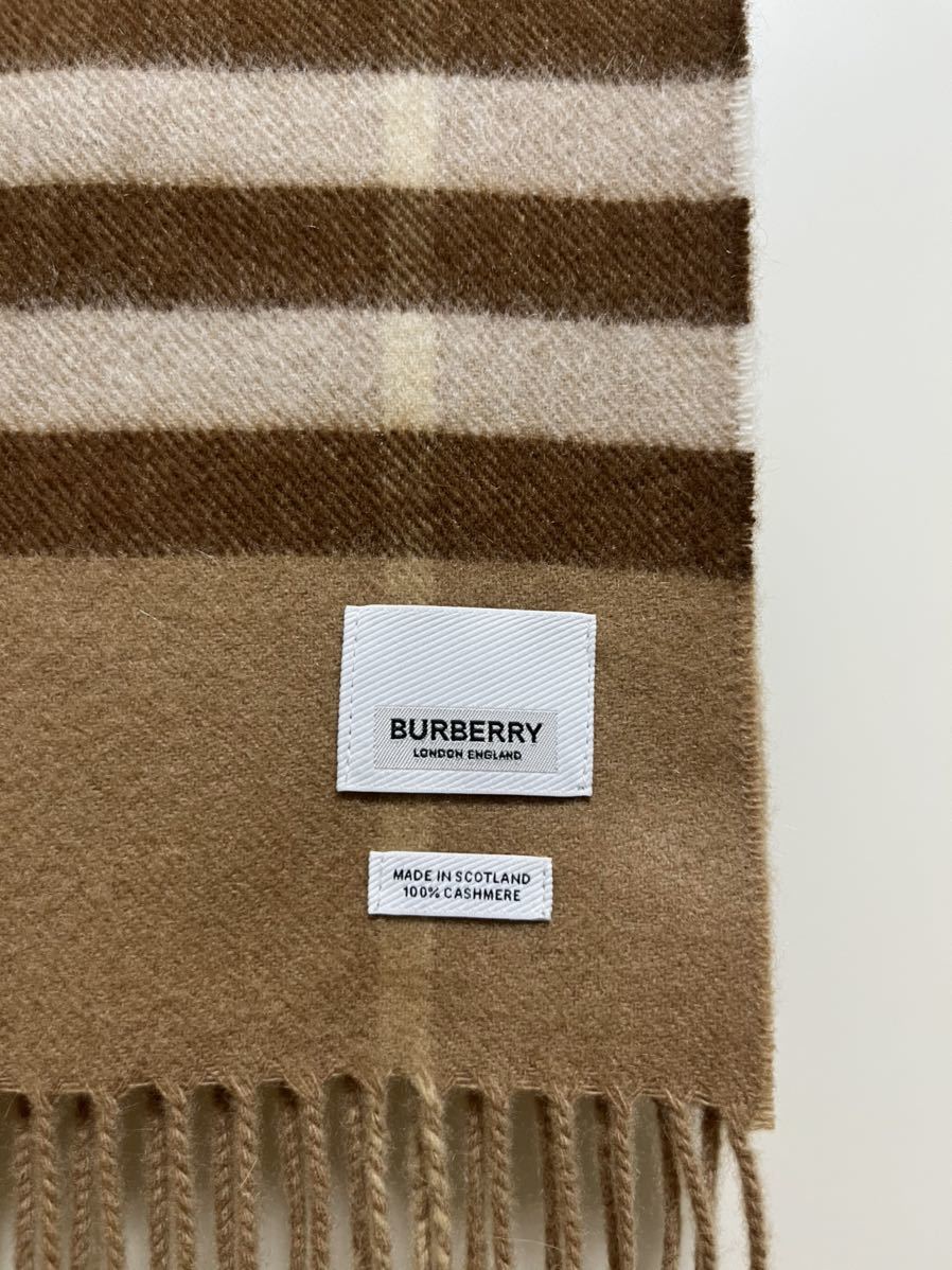 BURBERRY キャメル マフラー カシミヤ100% フリンジ付き BURBERRY