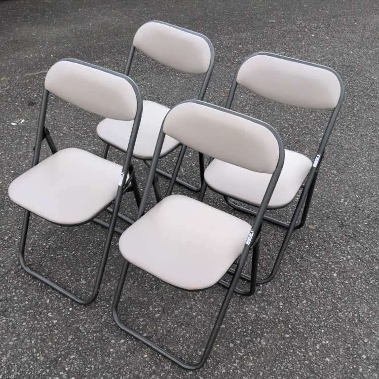 ☆パイプ椅子 4脚セット 美品 塾 学校 事務所 会社 事務椅子 会議 