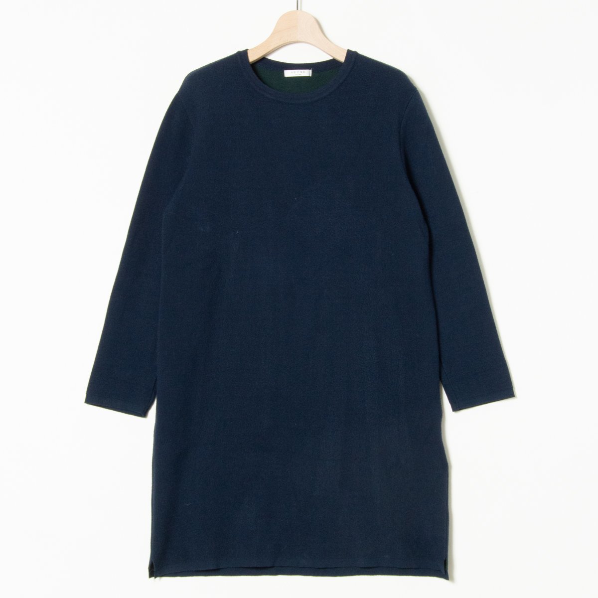ADORE ワンピース ニット クルーネック 長袖 サイドスリット レーヨン 