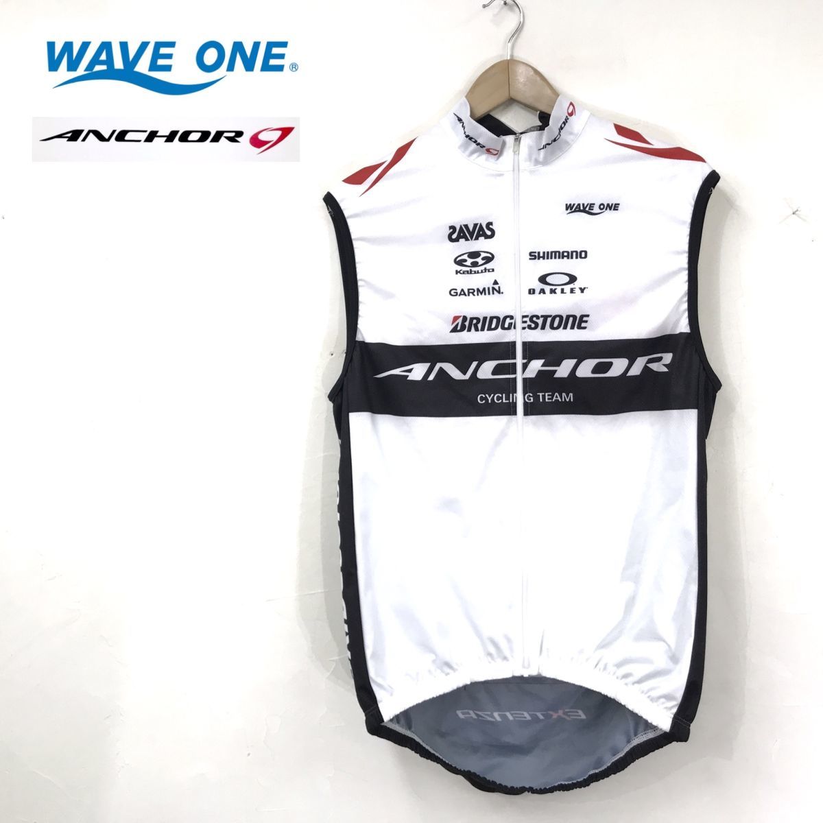 100%新品，定番 O298-N 良品 WAVE ONE ウェイブワン サイクルジャージ ベスト フルジップ ANCHOR アンカー sizeXL ホワイト ブラック ポリエステル(XLサイズ以上)｜売買されたオークション情報、yahooの商品情報をア 男性用