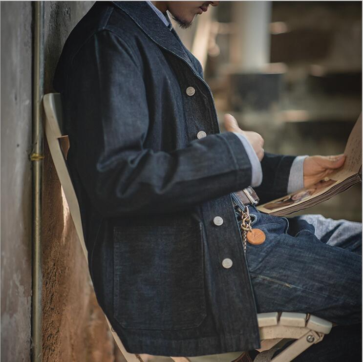 春秋定番 人気 13.5OZ DENIM 100%コットン DECK JACKET デニムジャケット 無地 デニムデッキジャケット ウォッシュ加工