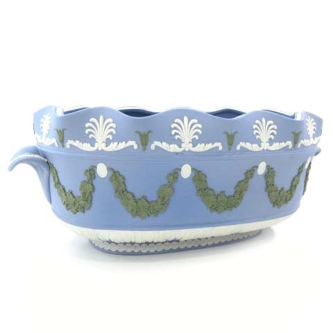 ウェッジウッド 100点限定品 希少 ジャスパー プランター MASTERPIECE COLLECTION MONTIETH BOWL 植木鉢 ペールブルー ガーデニング