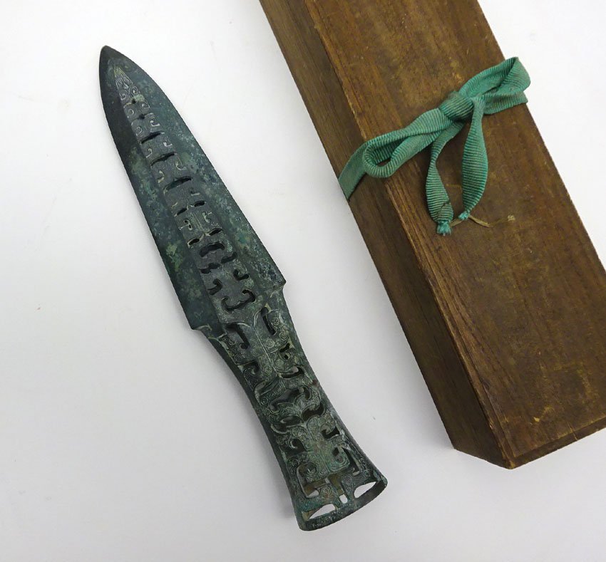 青銅器 唐物 時代物 中国古玩 青銅剣 古銅 緑屋h□ i9⁄3-