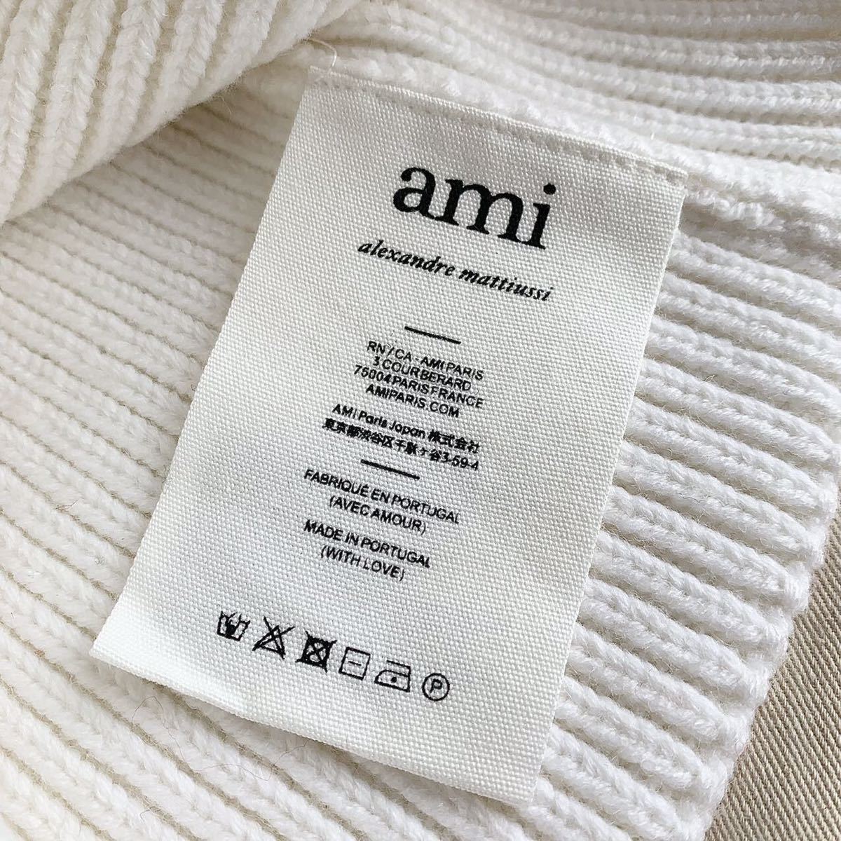 得価 1点限りami Paris ニット帽　アミパリ　帽子　白