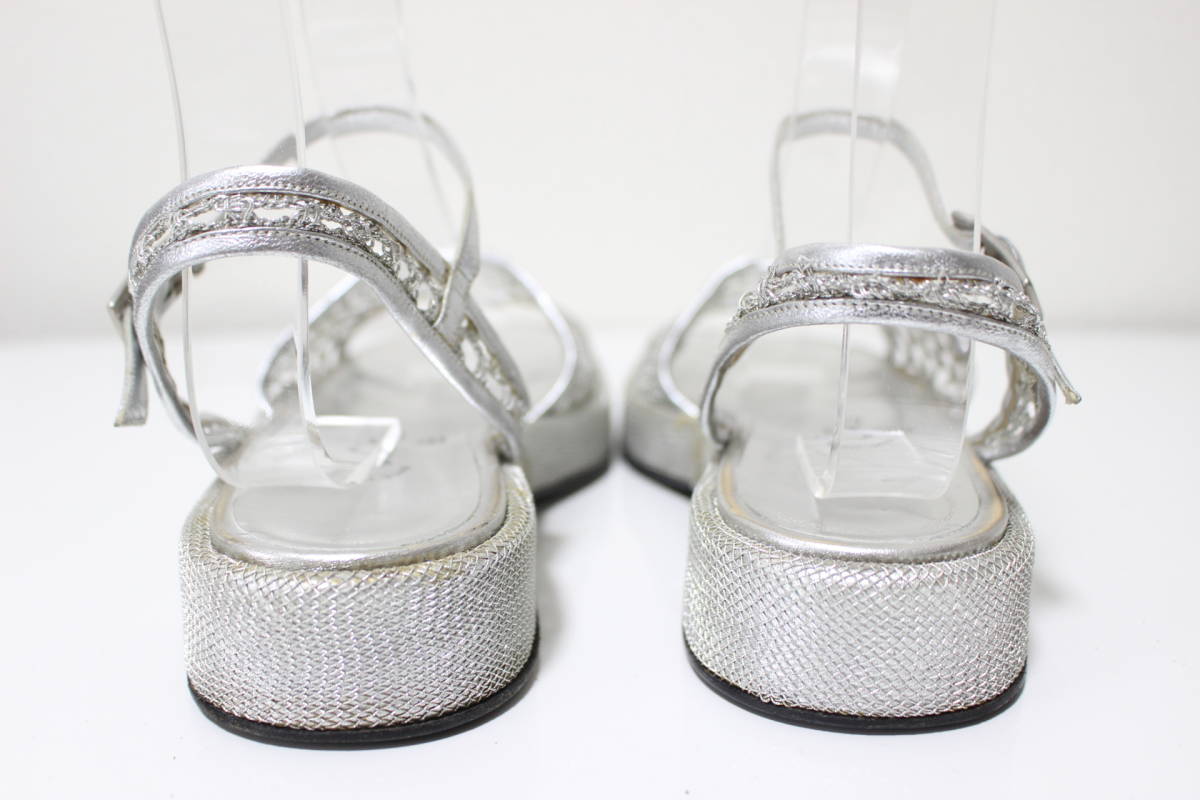 CHANEL シャネル サンダル シルバー 37 23.5