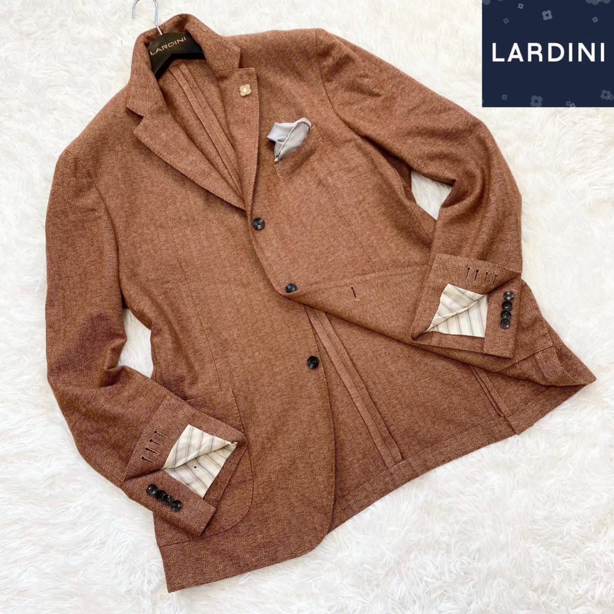 【最新作，定番人気】 イタリア製 超 LARDINI ラルディーニ Tessuto Esclusivo ブートニエール付 大人の色気 ヘリンボーン柄 ツイード ジャケット(XLサイズ以上)｜売買されたオークション情報、yahooの商品情報をアーカイ XLサイズ以上