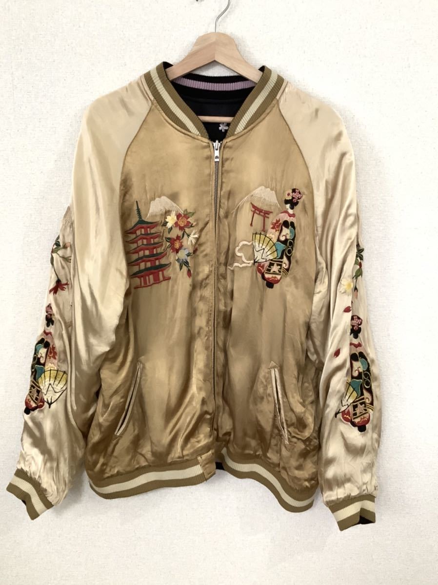 花旅楽団 スプリクト リバーシブルスカジャン 沖縄 京都舞妓柄 sizeL