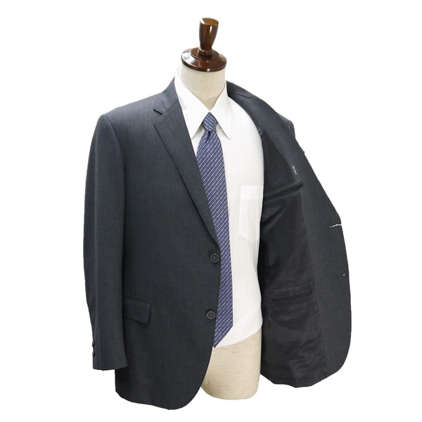 2NI040】batak House Cut fisher 2パンツ 段返り 3つボタン シングルスーツ 本切羽 BB5 L ダークグレー ワンタック 春夏 IS-P392