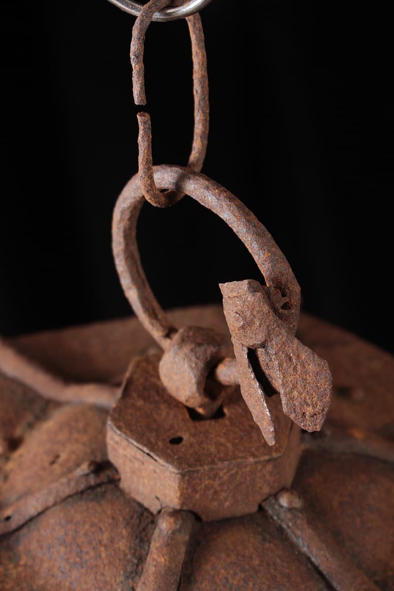 時代 鉄造 蝉灯籠 T0987 時代 鉄製 灯籠 吊灯籠 置灯籠／状態いい美品