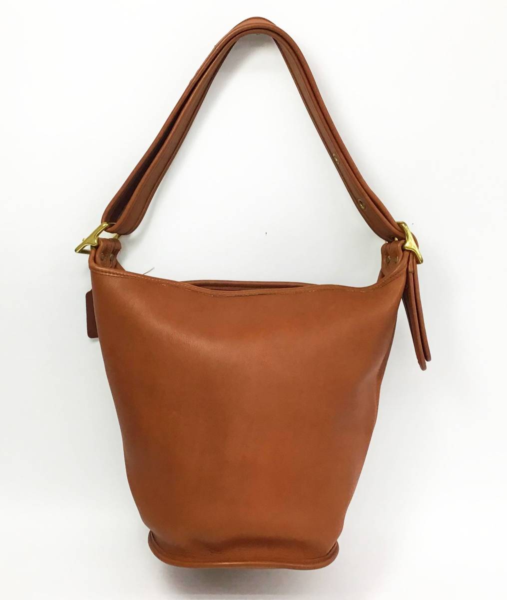 COACH バケツ型 ショルダー バッグ レザー 茶/ブラウン ゴールド金具 
