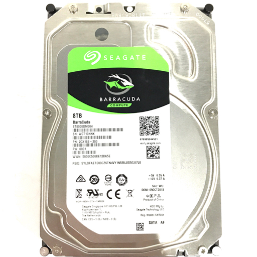 SEAGATE BarraCuda ST8000DM004 HDD 8TB 3.5インチ 初期化済み PC