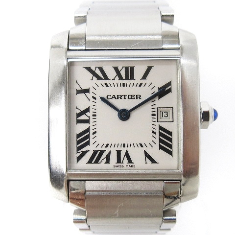 カルティエ Cartier タンクフランセーズMM 腕時計 デイト クォーツ W51011Q3 白文字盤 ウォッチ ★AA☆ レディース