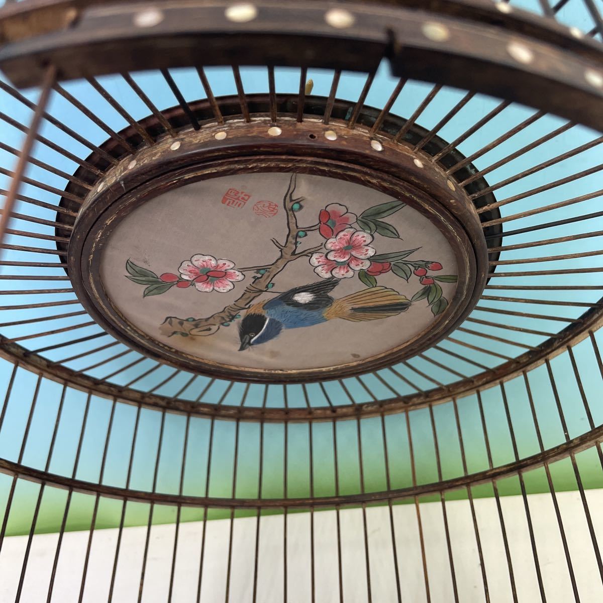 鳥かご 彫刻 竹製 竹細工 アンティーク 木製 鳥籠 工芸品 龍 中国美術
