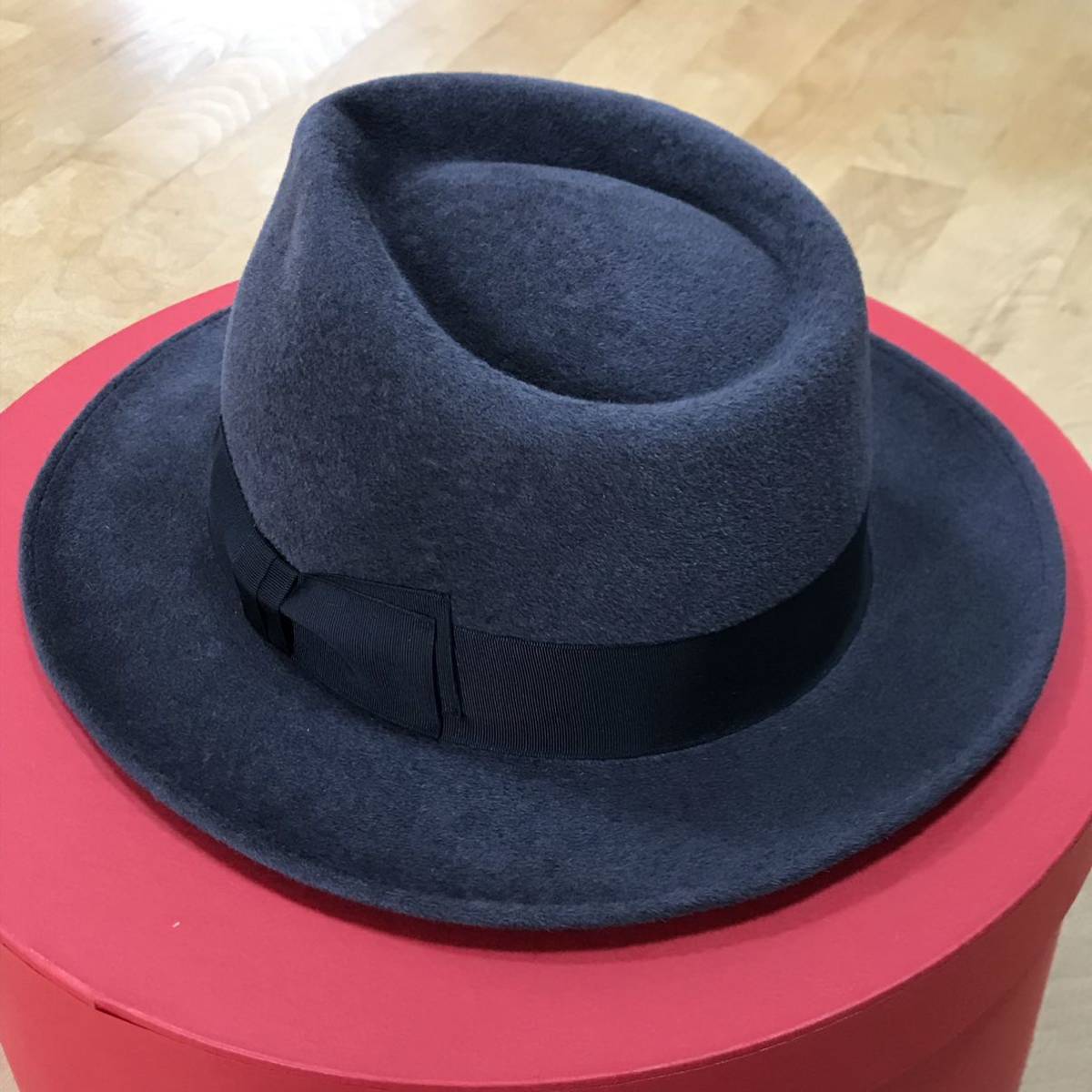 美品☆文二郎 ファーフエルト中折れ帽〔ファーロイヤル〕ダークグレー　58㎝ ファーフエルト中折れ帽 BUNJIROW(文二郎) メンズ GUERRA1855(グエラ) カシミア (kaw-gur-g015)&frasl;M(約57cm)&frasl;ブラック