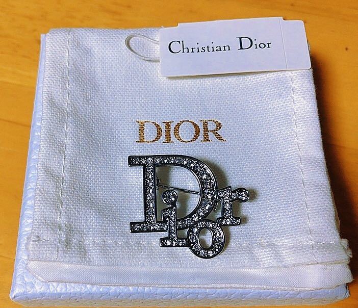 Christian Dior ディオール ヴィンテージ ブローチ ロゴ シルバー