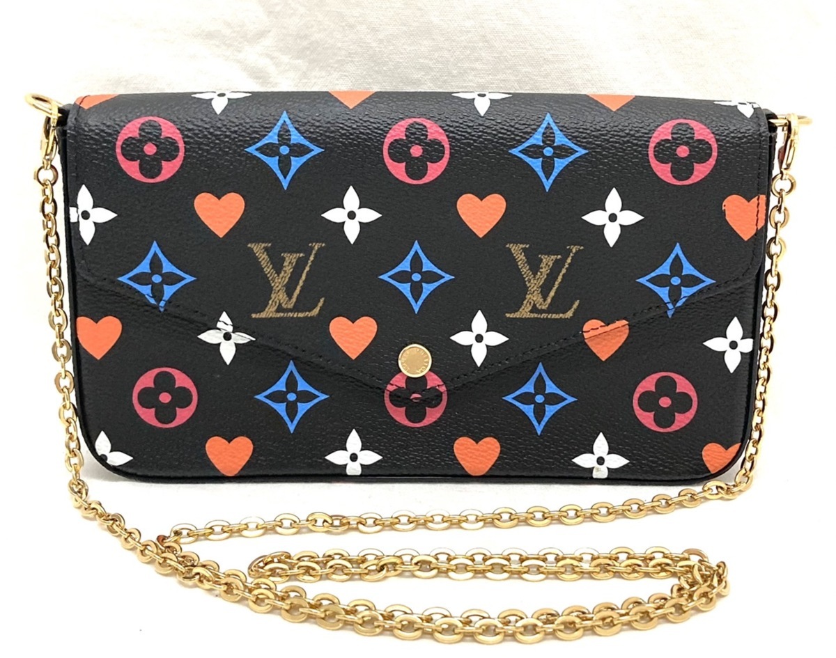 ルイヴィトン LV ゲームオン ポシェットフェリシー ショルダーバッグ クラッチ ショルダー ウォレット ２WAY バッグ 黒 ノワール M80232 ポシェット・フェリシー ルイヴィトン ショルダーバッグ LOUIS VUITTON（ルイヴィトン）のレンタル ダミエ・エベヌ｜ルイ・ヴィトン