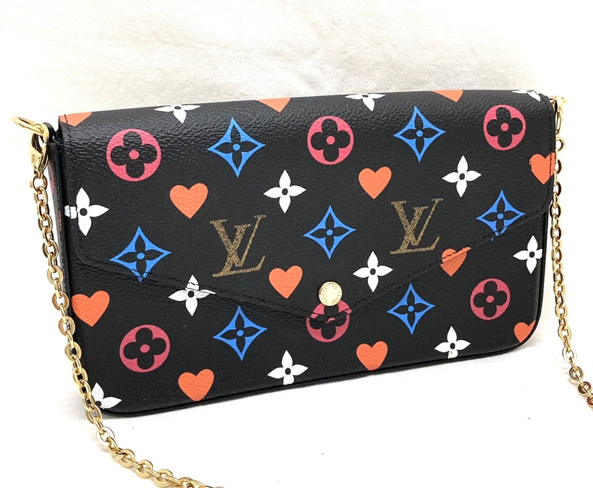 ルイヴィトン LV ゲームオン ポシェットフェリシー ショルダーバッグ クラッチ ショルダー ウォレット ２WAY バッグ 黒 ノワール M80232 ポシェット・フェリシー ルイヴィトン ショルダーバッグ LOUIS VUITTON（ルイヴィトン）のレンタル ダミエ・エベヌ｜ルイ・ヴィトン