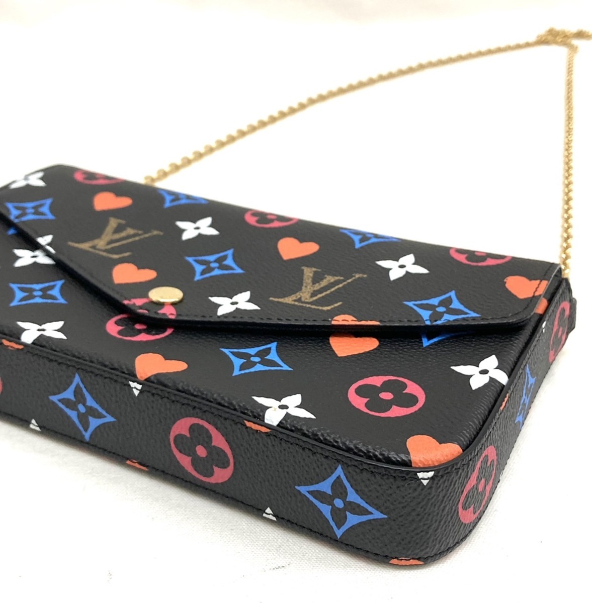 ルイヴィトン LV ゲームオン ポシェットフェリシー ショルダーバッグ クラッチ ショルダー ウォレット ２WAY バッグ 黒 ノワール M80232 ポシェット・フェリシー ルイヴィトン ショルダーバッグ LOUIS VUITTON（ルイヴィトン）のレンタル ダミエ・エベヌ｜ルイ・ヴィトン