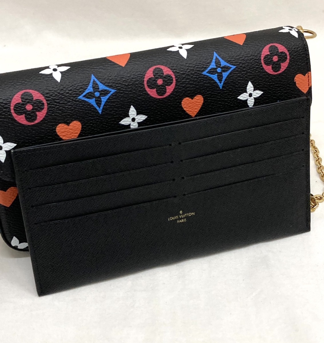 ルイヴィトン LV ゲームオン ポシェットフェリシー ショルダーバッグ クラッチ ショルダー ウォレット ２WAY バッグ 黒 ノワール M80232 ポシェット・フェリシー ルイヴィトン ショルダーバッグ LOUIS VUITTON（ルイヴィトン）のレンタル ダミエ・エベヌ｜ルイ・ヴィトン