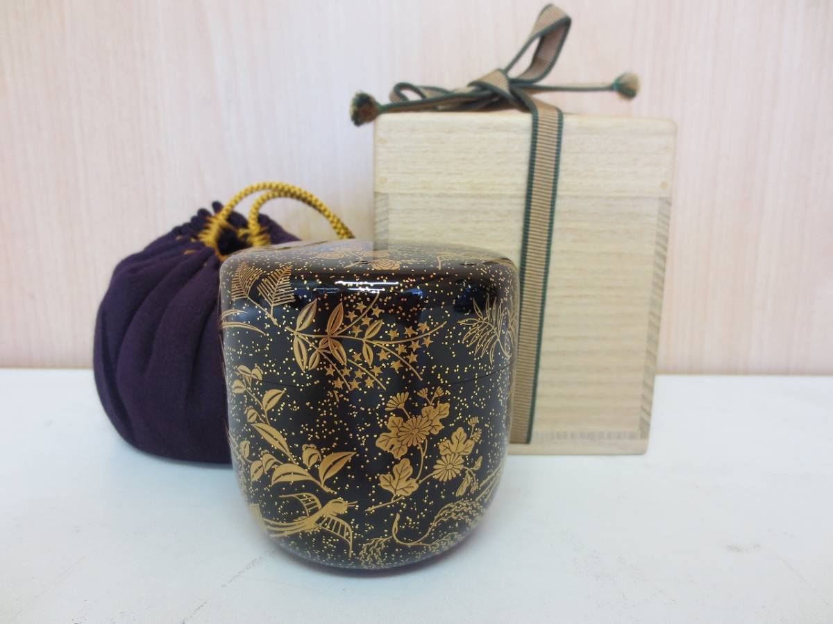 A4080 茶道具 棗 山下甫斎 共箱 大棗 山下甫斎作 山下甫