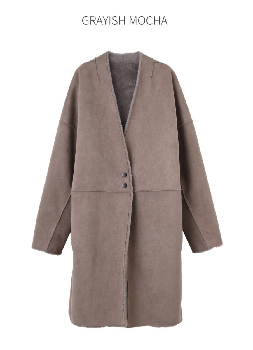 STYLE DELI】リバーシブルエコムートンコート／グレイッシュモカ・F  