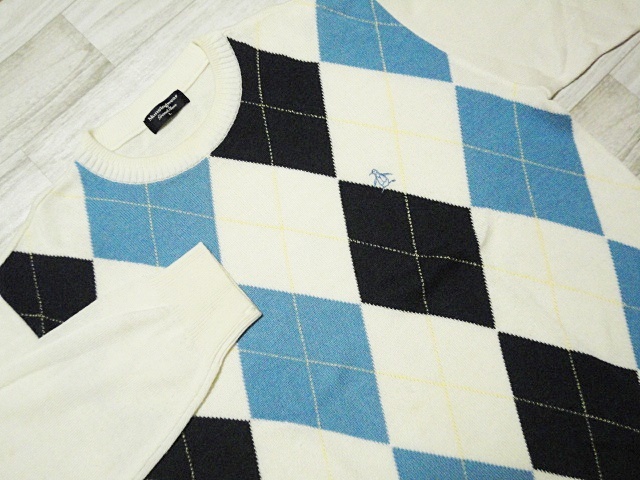 驚きの破格値，定番人気 おしゃれ L マンシングウェアグランドスラム Munsingwear Grand Slam ニット セーター ホワイト アーガイル柄 日本製 マーク刺繍 秋冬(セーター)｜売買されたオークション情報、yahooの商品情報をア セーター