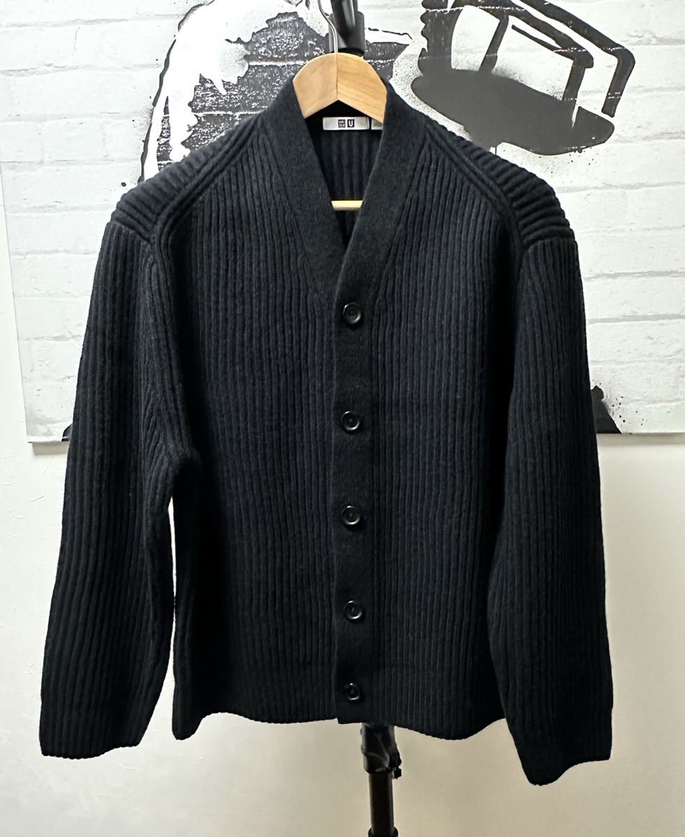 BATONER】ソリッドウール リブ Vネック カーディガン長袖カーディガン