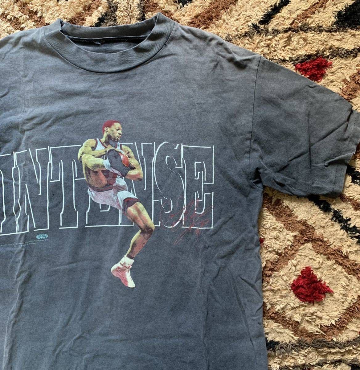 定番，爆買い 90s ビンテージ デニス ロッドマン オフィシャル Tシャツ 雰囲気抜群 スモークブラック すみ黒 グレー スラムダンク リバウンド バスケット(丸首)｜売買されたオークション情報、yahooの商品 Mサイズ