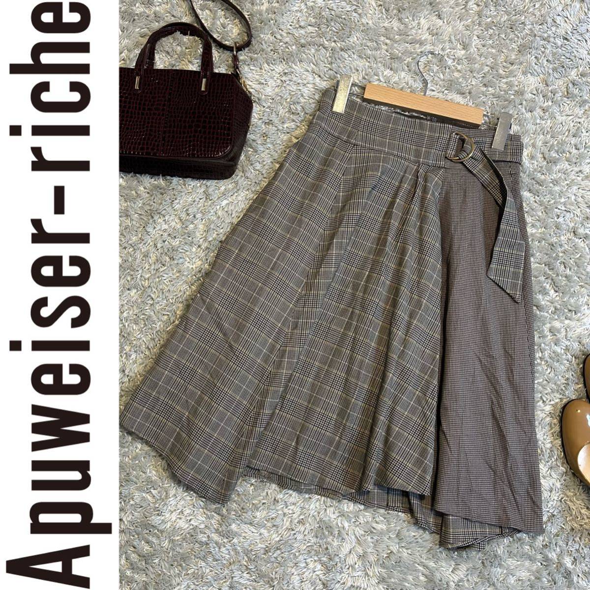 Apuweiser-riche アプワイザーリッシェ グレンチェック フレアスカート  