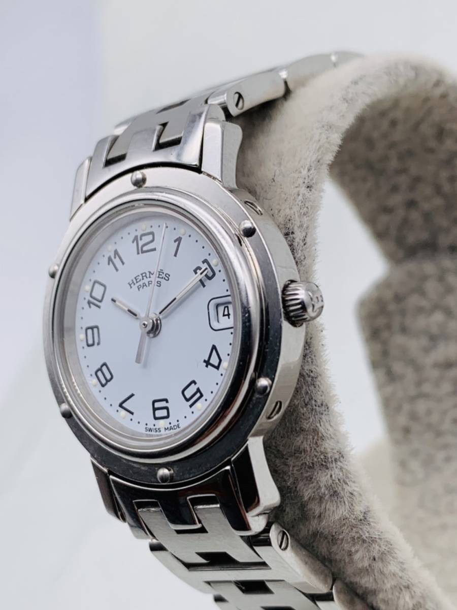 ☆稼働品・電池交換済☆HERMES エルメス QZ CL4.210 クリッパー デイト
