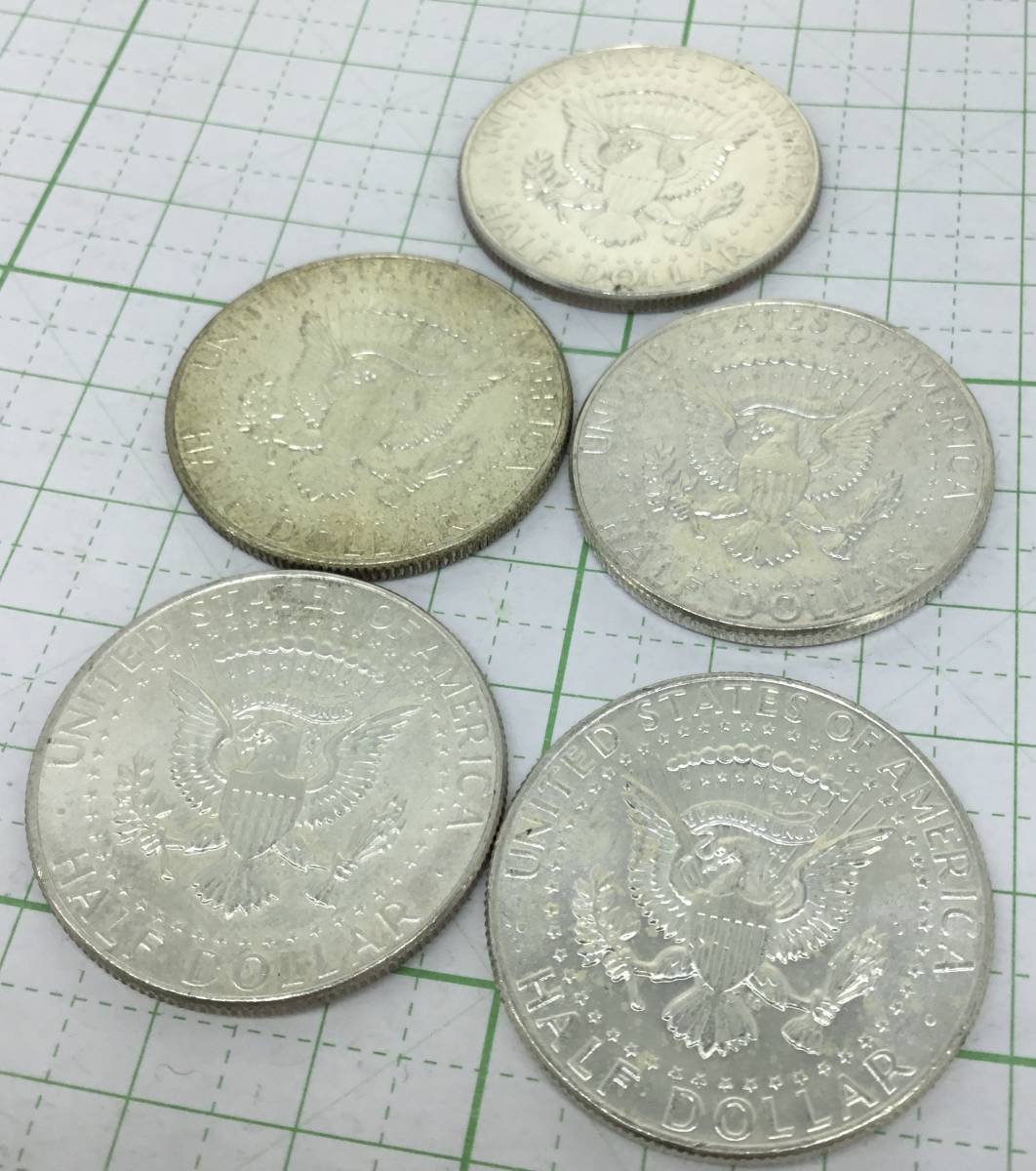 ケネディーハーフドル/ダラー　銀貨　5枚 ケネディーハーフドル/ダラー 銀貨 5枚 アメリカの歴史が宿る銀貨