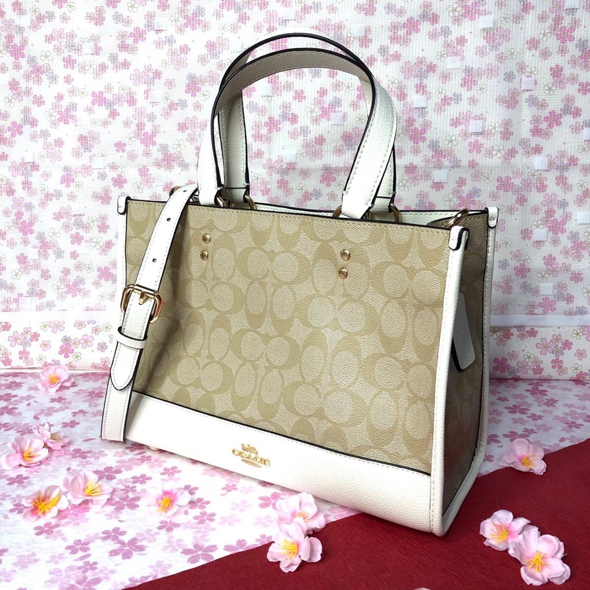 COACH コーチ トートバッグ 新作 新品 シグネチャー ホワイト 大人気 