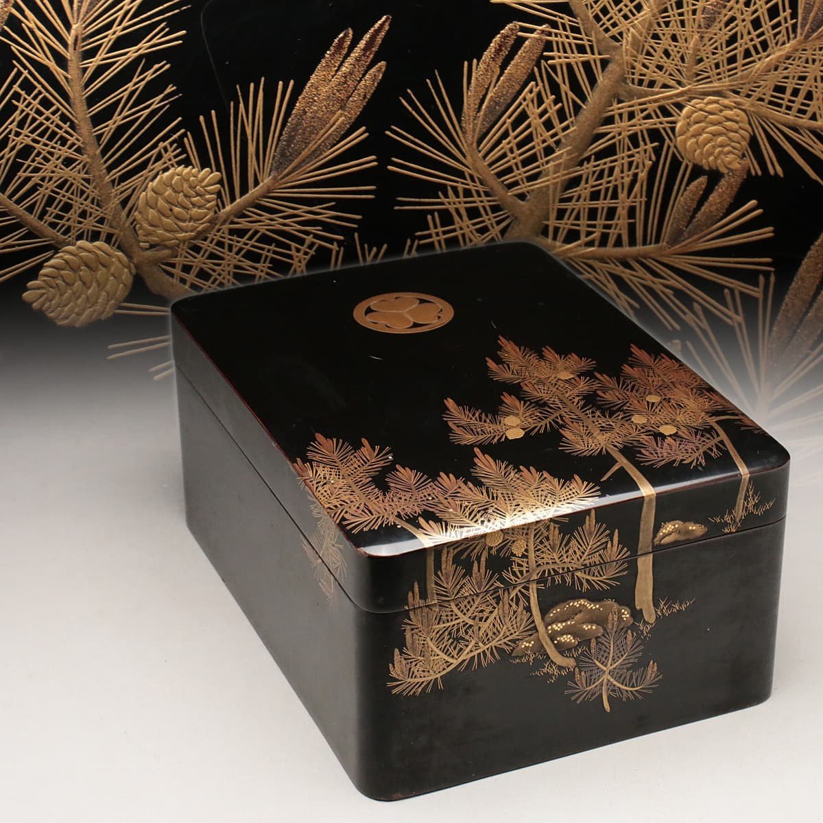 r2490▽良▽江戸時代山水櫓蒔絵梨地香合 検 漆器蒔絵大名道具