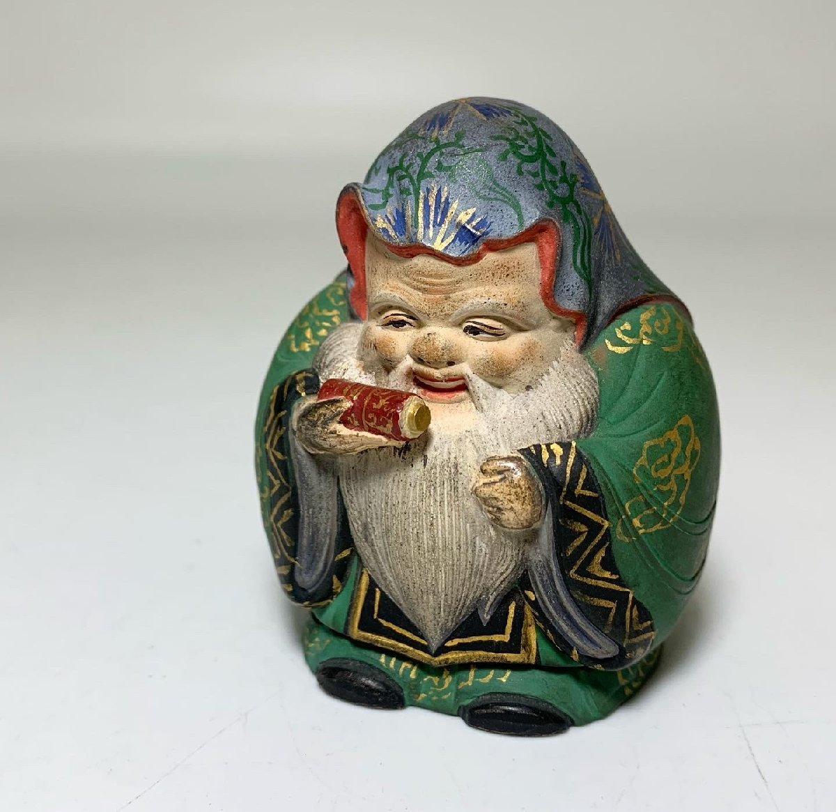 京都 【 色絵備前 】絵備前寿老人 香合 惺斎判 十三代即中斎箱書