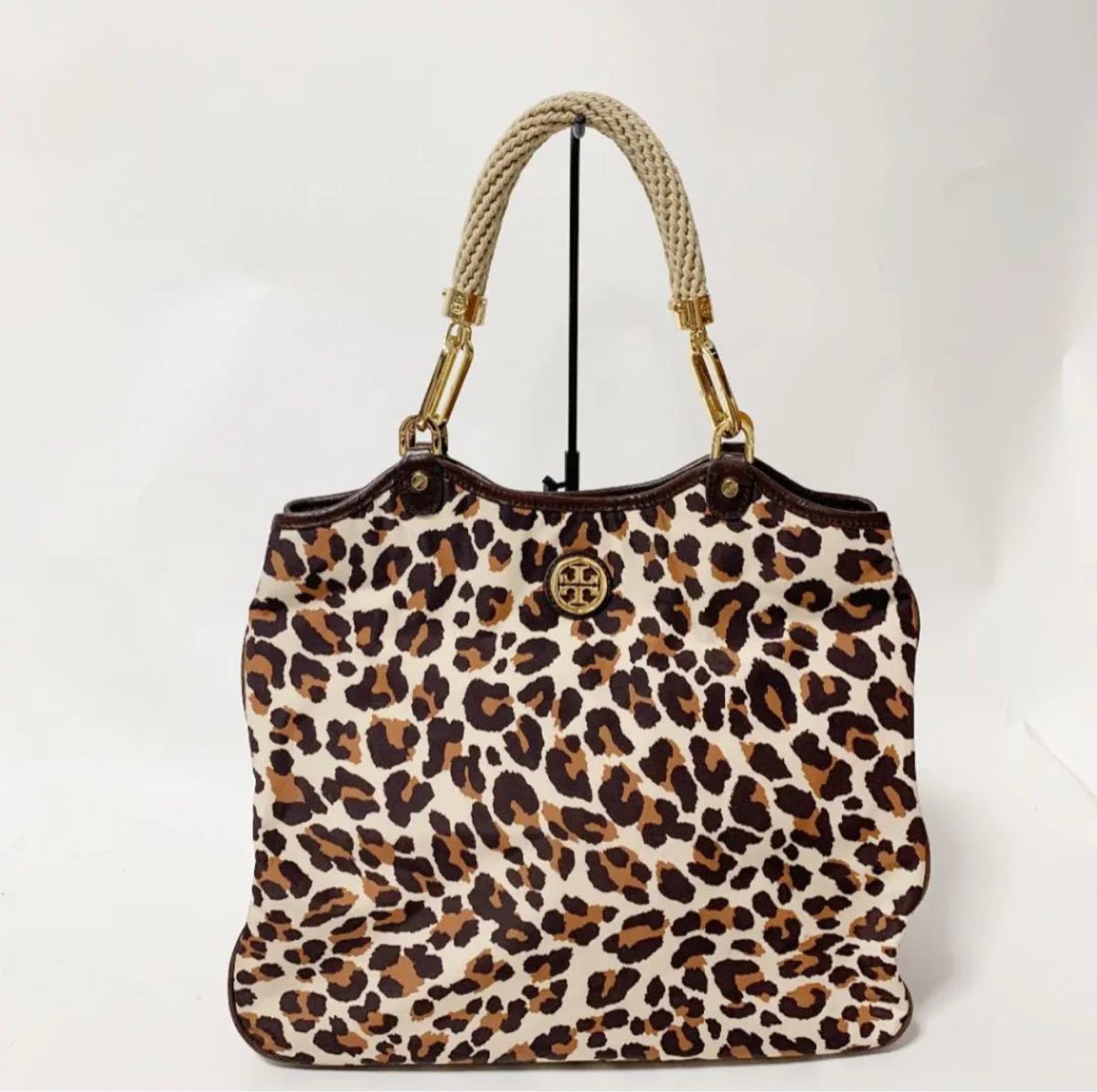 TORY BURCH トリーバーチ トートバッグ ナイロン レオパード柄 中古 