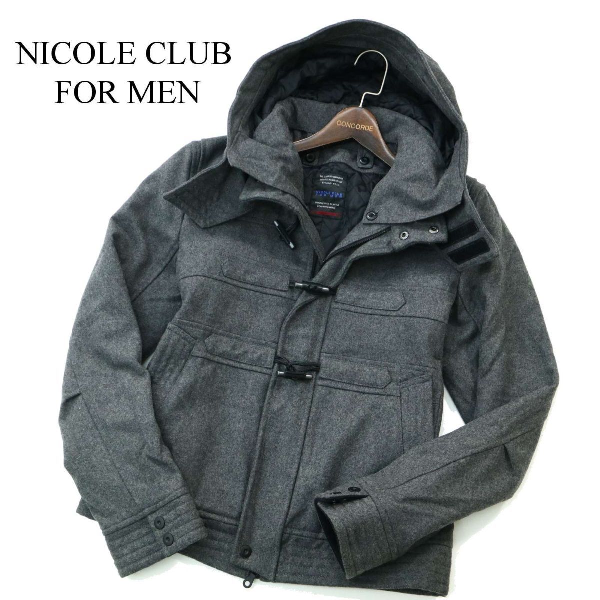 NICOLE CLUB FOR MEN ニコルクラブ フォーメン 秋冬 メルトン ウール★ 中綿 ダッフル コート ジャケット Sz.48　メンズ　A2T12495_B#N
