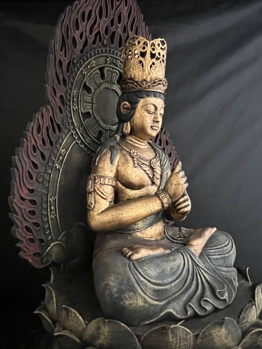 大型 観音菩薩 坐像　木彫　仏像 彫刻　開運　風水　置物　縁起物　インテリア 大型 大日如来像 楠木彫 仏像 観音 菩薩 開運 金運 彫刻 置物 風水