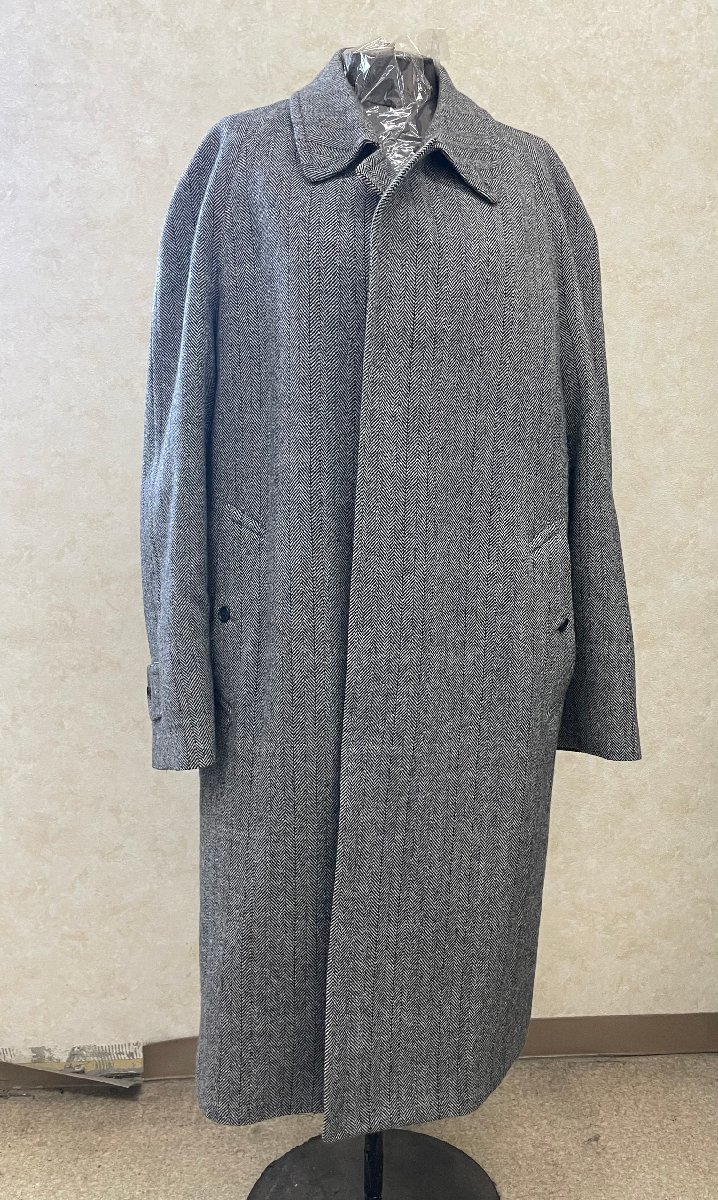 BURBERRY】バーバリーズ ヘリンボーン ウールコート グレー メンズ