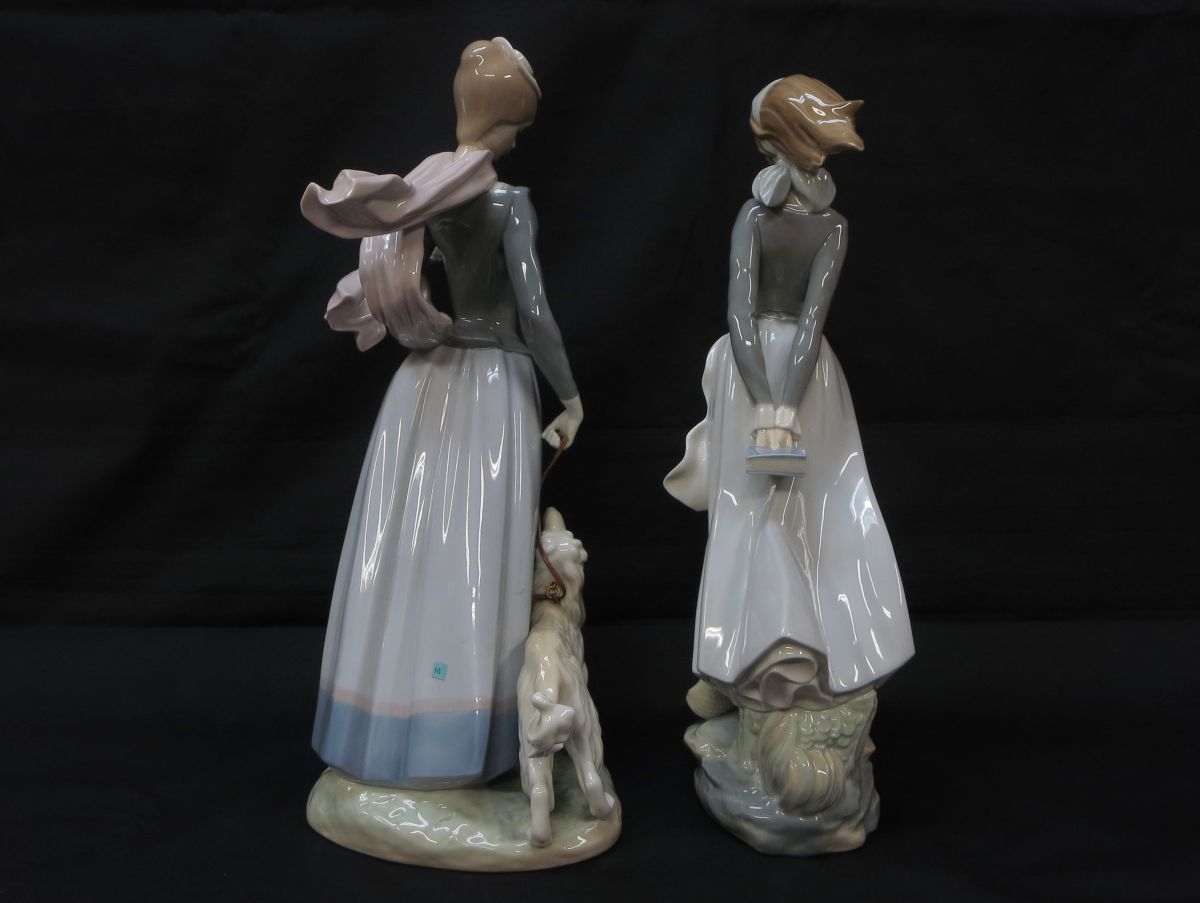 1000円スタート フィギュリン LLADRO リヤドロ 少女 犬 陶器置物 0 