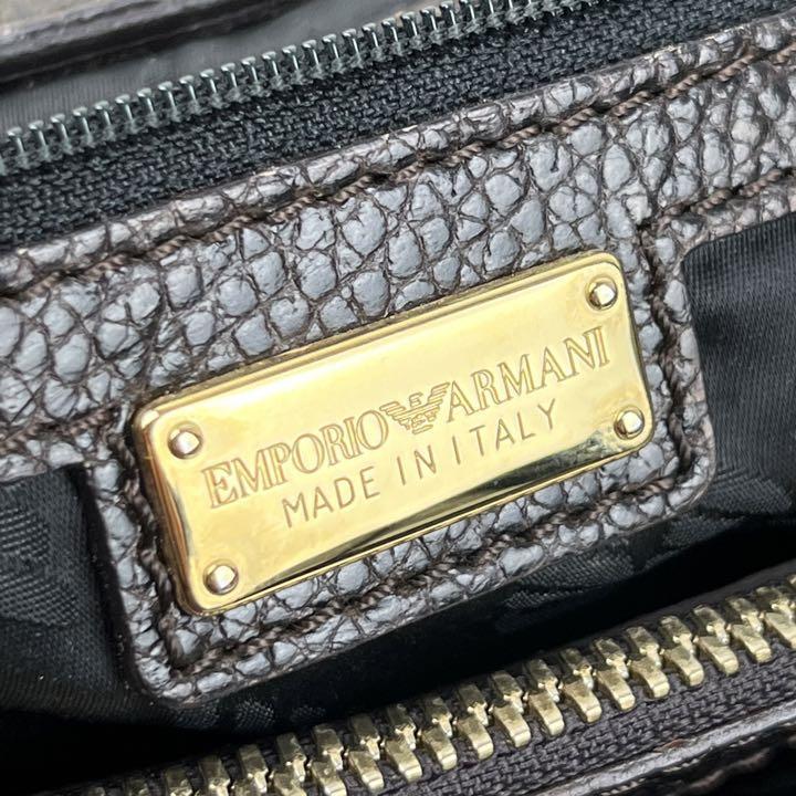 1円希少伊製 EMPORIO ARMANI エンポリオアルマーニ ゴールドターンロック A4◎ ビジネス メンズ ハンドバッグ トート レザー ブラウン 茶 EMPORIO ARMANI エンポリオアルマーニ 長袖 Emporio 極美品希少XXXXL圧巻の存在感！エンポリオアルマーニ