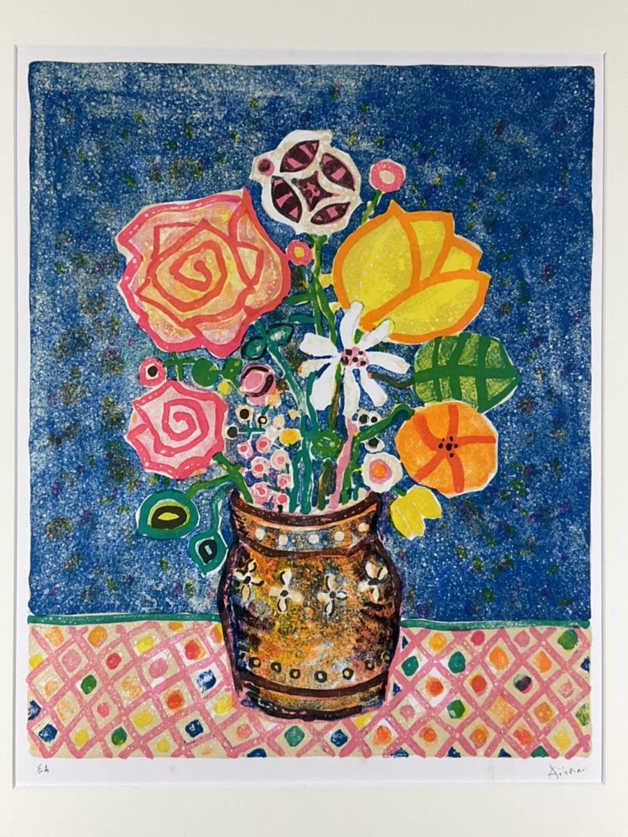 真作】ポール・アイズピリ「2本のバラ」リトグラフ 直筆サイン 版画 絵画