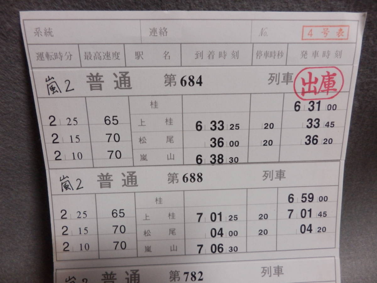 鉄道 阪急電車 スタフ 運転手用時刻表 紙製 コレクション 嵐山/松尾/上