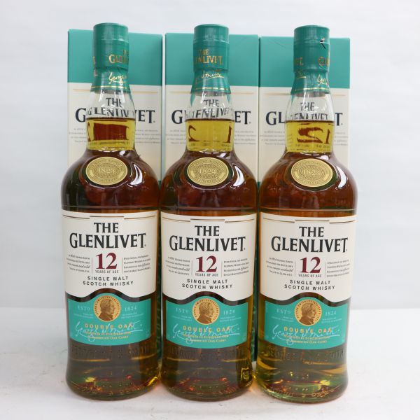 【3本セット】THE GLENLIVET（グレンリベット）12年 ダブルオーク 40％ 700ml J22K100003