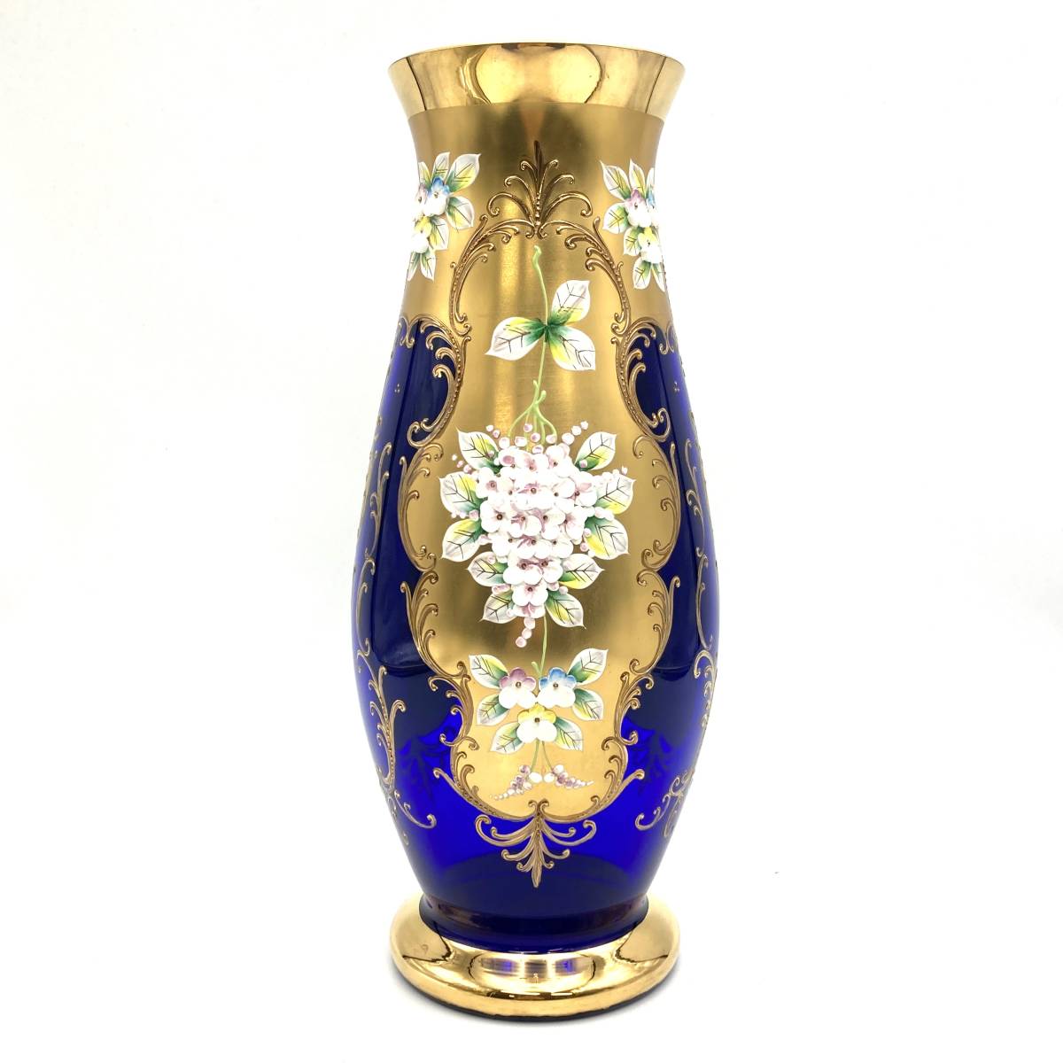 高品質，低価 花瓶 ベネチアングラス フラワーベース 花盛金彩 ヴェネチアンガラス 工芸品 花器 ブルー 現状品 J-2419(工芸ガラス)｜売買されたオークション情報、yahooの商品情報をアーカイブ公開 - オーク 工芸ガラス