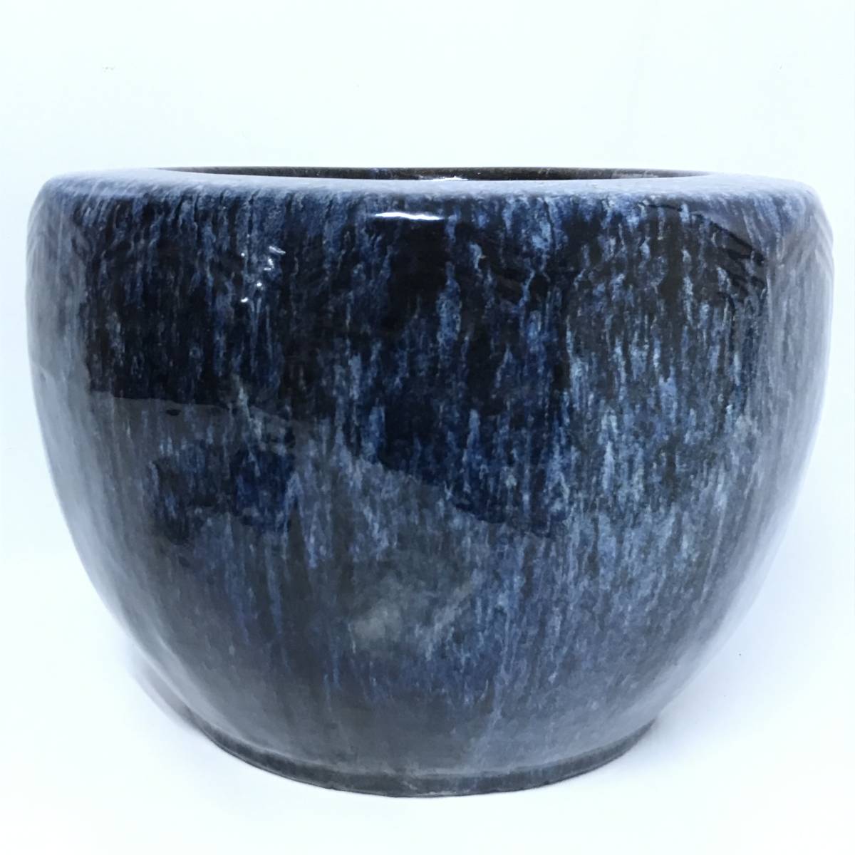海鼠釉 火鉢 濃紺 陶器製 水鉢 直径約36cm 海鼠釉 火鉢 手あぶり 直径
