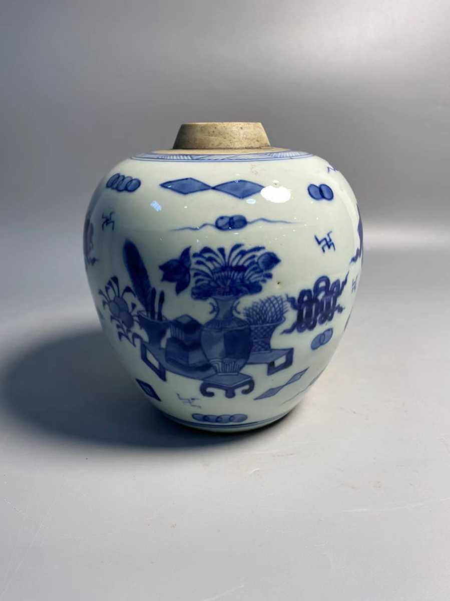 EC426 時代物 染付山水花鳥文煎茶碗 六客・青花山水花鳥紋茶杯・染付盃